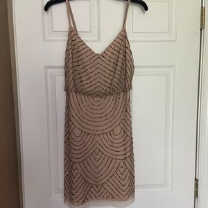 Adrianna Papell Taupe beaded dress